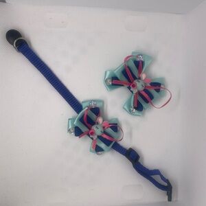 Blue Pet Collar with Decorative Bows